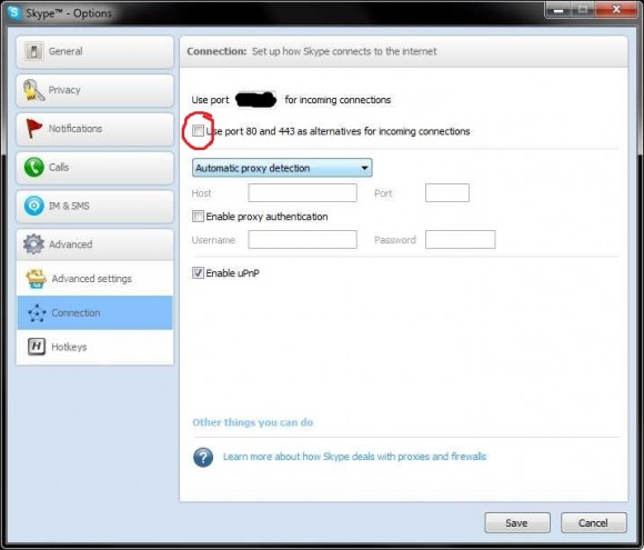 Skype setting to use TCP ports 80 and 443